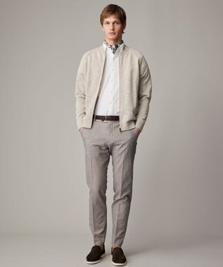 JOSEPH ABBOUD 【イタリア糸使用/清涼感/軽い/洗える/サスティナブル】スラブギマ ニット  ジップ ブルゾン ベージュ系