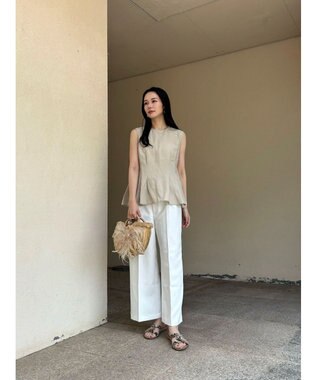 Green Parks AnriettMusee ノースリーブタックペプラムブラウス Beige