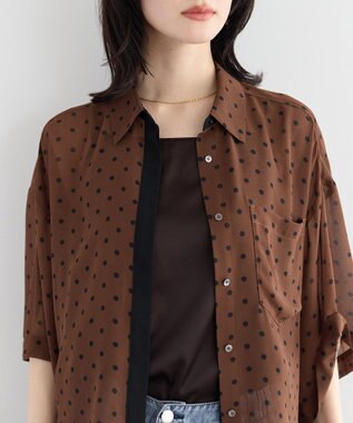 YECCA VECCA 【2点SET】キャミ付きシアードットシャツ Brown