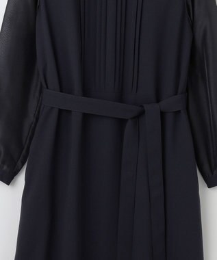 J.PRESS LADIES 【洗える】ノルディス2wayジョーゼット タックディテール ワンピース ネイビー系