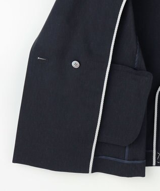 J.PRESS LADIES セルロースリネンストレッチ ダブル ジャケット ネイビー系