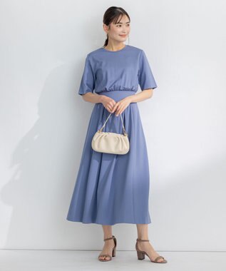 組曲 【接触冷感・洗える】美シルエットポンチ ワンピース ブルー系