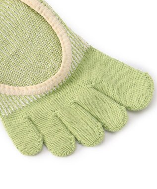 Chacott 140203 ラメストライプカバー　５本指ソックス ライムグリーン