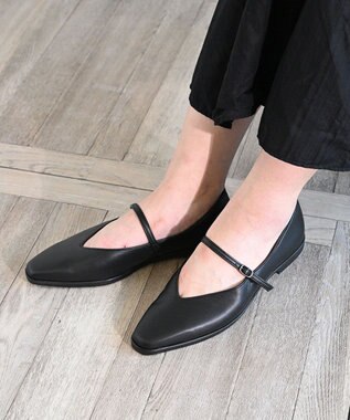 APOM 日本製 晴雨兼用スクエアトゥストラップシューズ15＜CRAHUG限定＞ ブラック