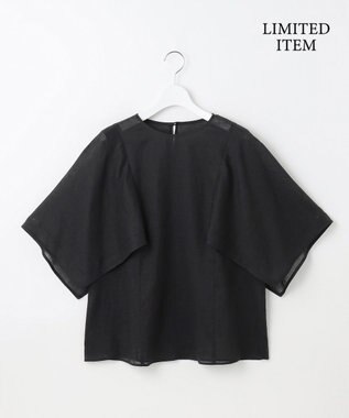 自由区 【WEB限定・接触冷感・洗える】シアーラミーローンイレギュラーヘムスリーブ ブラウス セピア