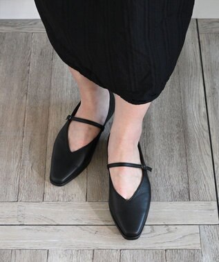 APOM 日本製 晴雨兼用スクエアトゥストラップシューズ15＜CRAHUG限定＞ ブラック