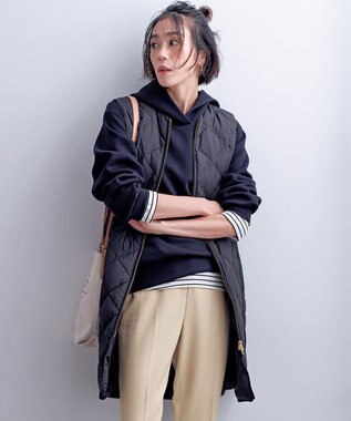 UNFILO L 【洗える】ダブルフェイス サイドZIPフーディ ネイビー