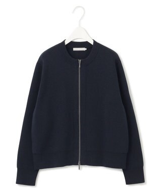 ICB L 【洗える】コットンポリエステルスムース ニットブルゾン ネイビー系