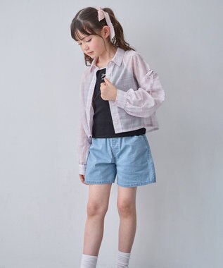 ANY KIDS シアーチェックシャツ ピンク