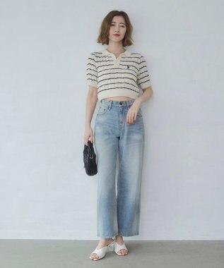 WEGO 別注USPOLO　ケーブルニットポロ ホワイトボーダー