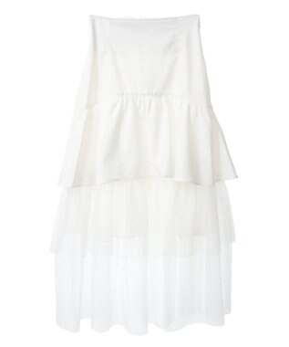 Green Parks ｄａｚｚｌｉｎ　ツイルチュールレイヤードスカート Ivory