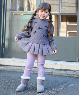 ANY KIDS ふくれジャガードリボンチュニック チャコール