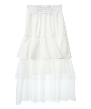 Green Parks ｄａｚｚｌｉｎ　ツイルチュールレイヤードスカート Ivory