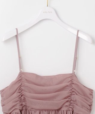 ANY SIS 【洗える】チュールレイヤード キャミソール スモーキーピンク