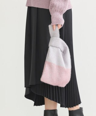 earth music&ecology バイカラーキラキラニットハンドバッグ Light Gray