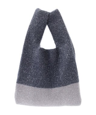 earth music&ecology バイカラーキラキラニットハンドバッグ Gray