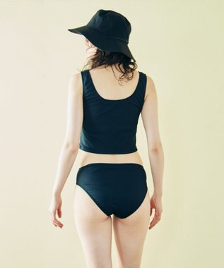 San-ai Resort（三愛水着楽園） 【WEB限定】5点セット バケットハット付きUVカット リブタンキニ+ラッシュガードセット水着【BeachQueen(ビーチクイーン）】 ブラック