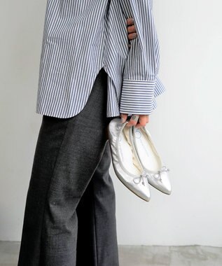 nouvelleRobe Oū 【本革・高反発】Pointed ポインテッドトゥ メタリックバレエシューズ シルバー