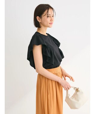 Green Parks ・ＳＵＧＡＲ　ＳＰＯＯＮ＜ＣＯＯＬ＞ラッフルスリーブＴＥＥ Black