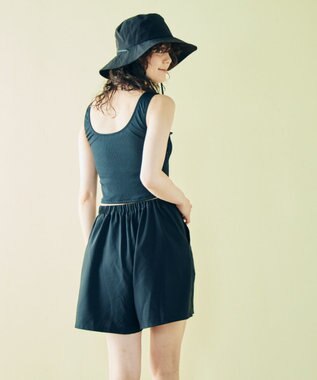 San-ai Resort（三愛水着楽園） 【WEB限定】5点セット バケットハット付きUVカット リブタンキニ+ラッシュガードセット水着【BeachQueen(ビーチクイーン）】 ブラック