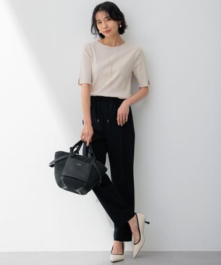 23区 【新色追加/洗える】2WAYストレッチツイル ドロスト パンツ ブラック系