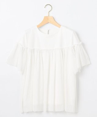 組曲 S プリーツコンビ5分袖 カットソー アイボリー系