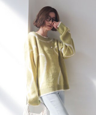 WEGO 【25年秋冬新作】ニュアンスライン配色プルオーバー グリーンその他