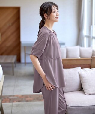 Tiaclasse 【洗える・接触冷感・紫外線ケア・サラごこち】ラウンドヘムチュニック ピンクモカ