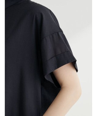 Green Parks ミディ丈半袖シャツワンピース Black