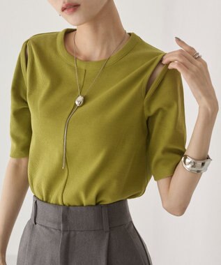 WEGO 【ANGIE VINTAGE】カットアウトリブトップス グリーン