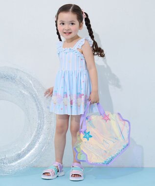 ANY KIDS 【UVカット】フリルワンピース水着 サックスブルー×アイス