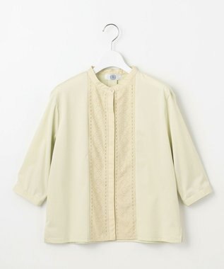 J.PRESS LADIES 【洗える】エンブロシャツジャージー ブラウスライク カットソー ライム系