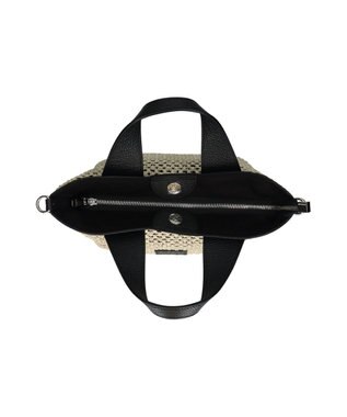 INTER-CHAUSSURES 【RIPANI】サマーツイード・レザーコンビバッグ ブラックコンビ