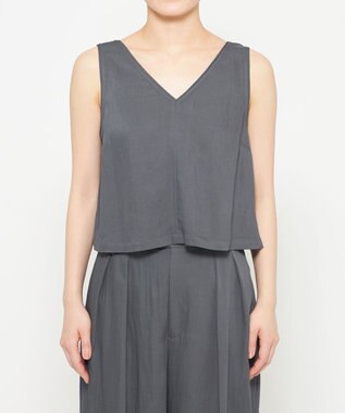 uncrave ドレープツイル Vネックトップス ブルーグレー