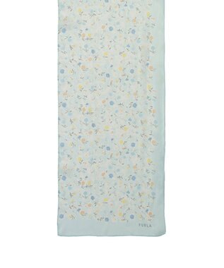 MOONBAT 【シルク100%】フルラ (FURLA) シルクシフォンロングスカーフ 小花柄 150cm×35cm ミントグリーン