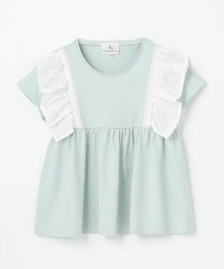 組曲 KIDS 【110-140cm】ラッフルレースフリル Tシャツ アクアミント系