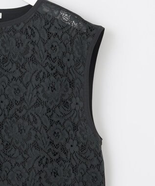 自由区 【洗える】クレープストレッチレースコンビ ニット バーント