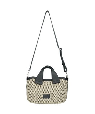 INTER-CHAUSSURES 【RIPANI】サマーツイード・レザーコンビバッグ ブラックコンビ