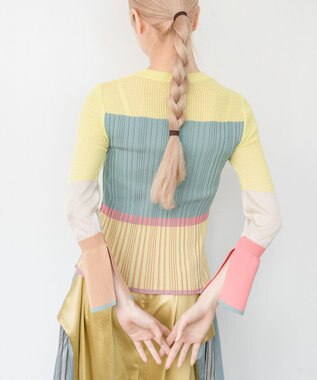 COQ CACTUS カラーブロックリブニット イエロー