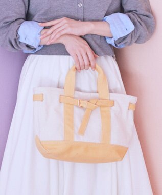 earth music&ecology 【Mサイズ】ベルトキャンバストートバッグ Yellow