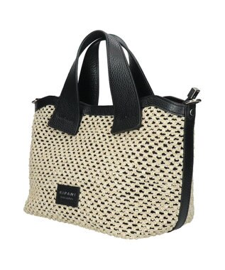 INTER-CHAUSSURES 【RIPANI】サマーツイード・レザーコンビバッグ ブラックコンビ