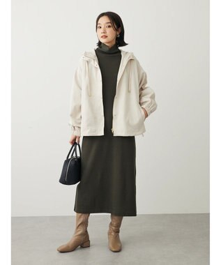 Green Parks リブカットＩラインワンピース Dark Khaki