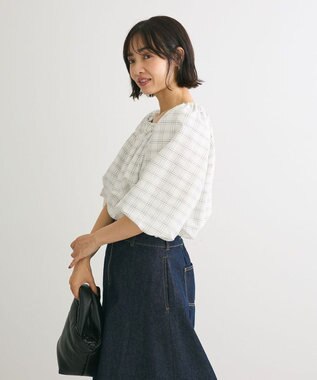 Green Parks ２ｗａｙバルーンスリーブブラウス Check