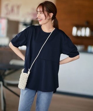 Tiaclasse 【洗える・接触冷感・紫外線ケア・サラごこち】ラウンドヘムチュニック ネイビー