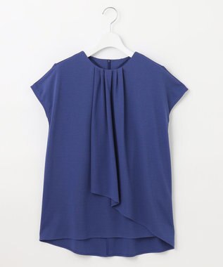 自由区 【洗える・XSサイズあり】ハイツイストポンチフロントタック カットソー スカイブルー系
