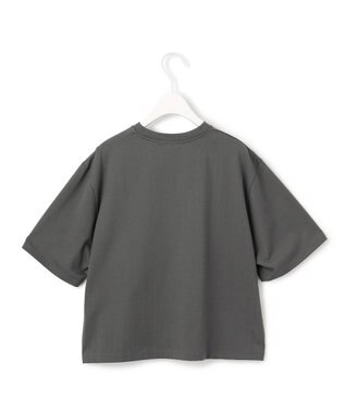 ICB L 【接触冷感・UVケア・洗える】クロップド ロゴTEE チャコール系