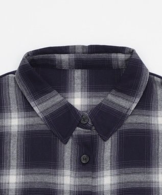 WEGO オープンショルダーチェックBIGシャツ ブラック