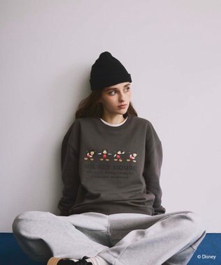 OP／FILA 【ocean pacific】ミッキー/裏毛クルースウェット【Disney/ディズニー】 チャコールグレー
