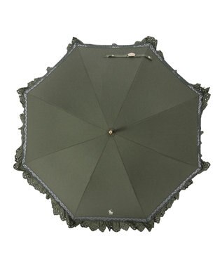 MOONBAT 【遮光/晴雨兼用日傘】POLO RALPH LAUREN(ポロ ラルフローレン) エンブフリル 長傘 遮熱 UV カーキー