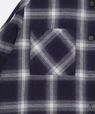 WEGO オープンショルダーチェックBIGシャツ ブラック